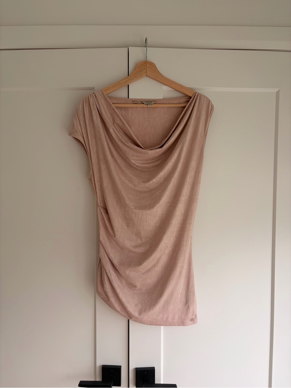 Guess Sleeveless Drape Neck Top - Blush Pink
